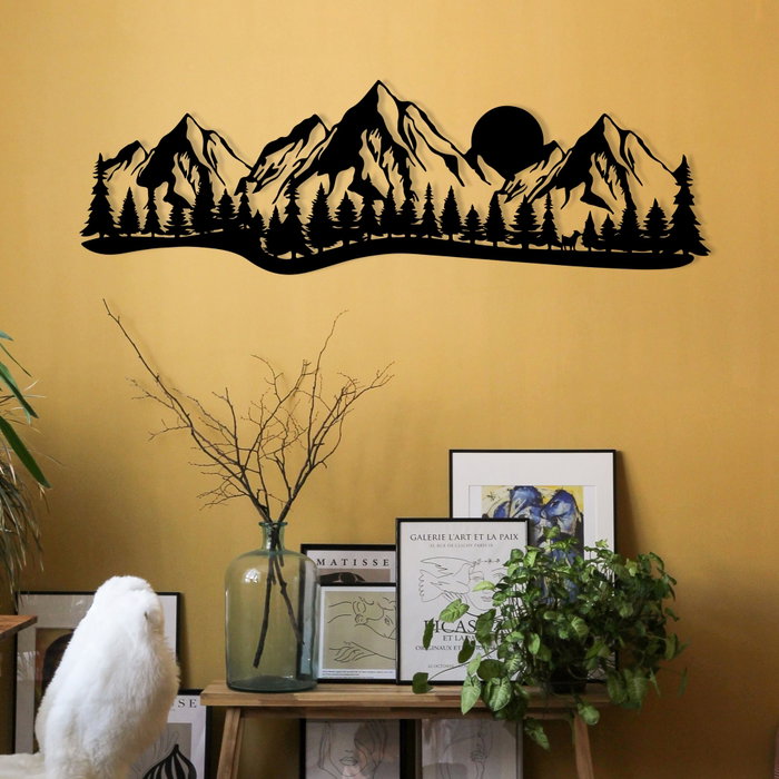 Wallity Mountain Escultura de Pared Metálica Negra Wallity Mountain Escultura de Pared Metálica Negra